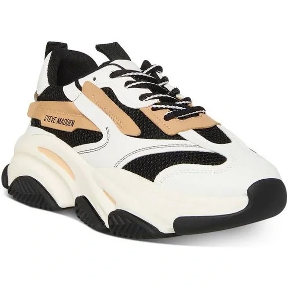 NEW Steve Madden Black/Tan Possession Sneaker 7.5 - Picture 2 of 6